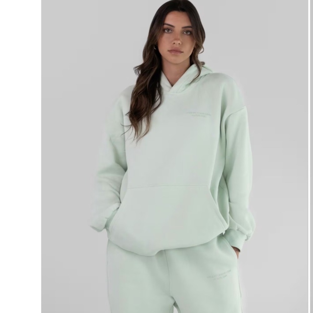 Comfrt Pastel Hoodie Mint Green Heavyweight Combed Cotton Sweatshirt XS